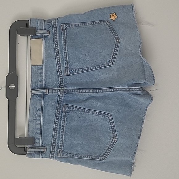 All Saints Kate High Waist Distressed Cut Off Patch Denim Shorts Size 26 - Picture 8 of 14